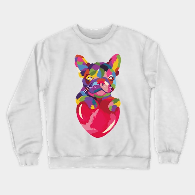 Colorful Cool Cute Little Bulldog Crewneck Sweatshirt by ralfjohnson